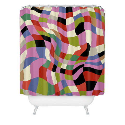 Ana Rut Bre Fine Art fluid retro checkers Shower Curtain