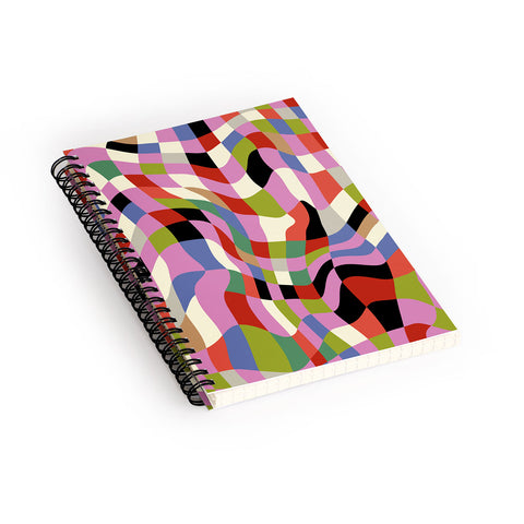 Ana Rut Bre Fine Art fluid retro checkers Spiral Notebook