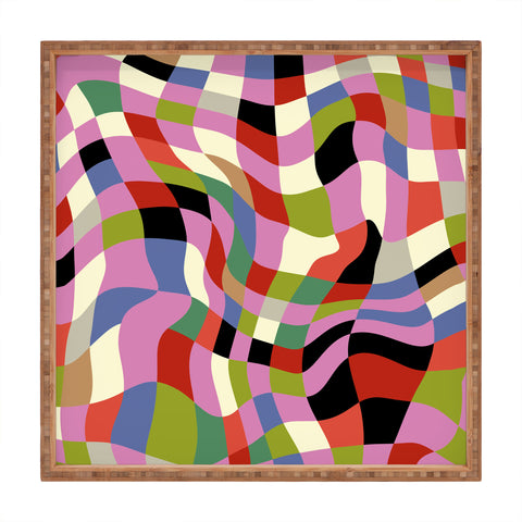Ana Rut Bre Fine Art fluid retro checkers Square Tray