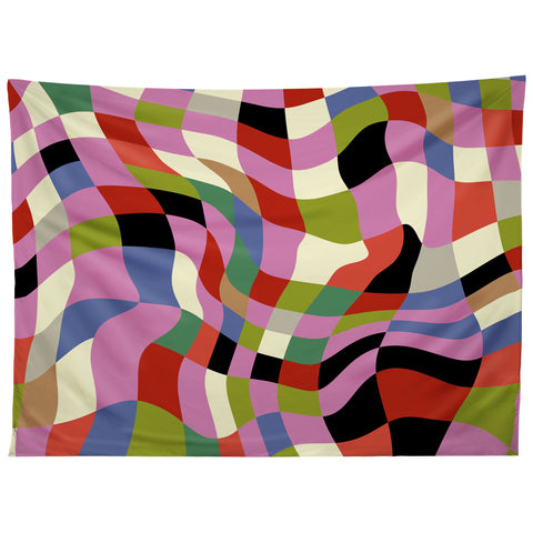 Ana Rut Bre Fine Art fluid retro checkers Tapestry