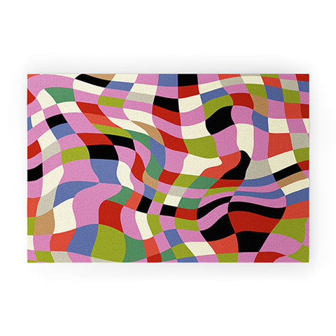 Ana Rut Bre Fine Art fluid retro checkers Welcome Mat