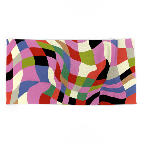 Ana Rut Bre Fine Art fluid retro checkers Beach Towel