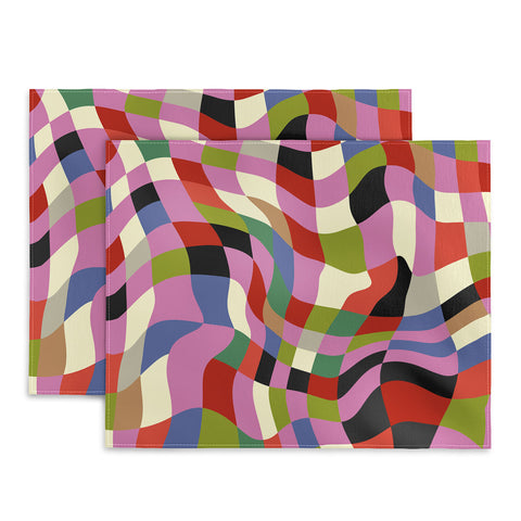 Ana Rut Bre Fine Art fluid retro checkers Placemat