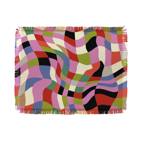 Ana Rut Bre Fine Art fluid retro checkers Throw Blanket