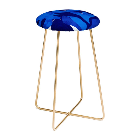 Ana Rut Bre Fine Art geometric shapes in blue Counter Stool