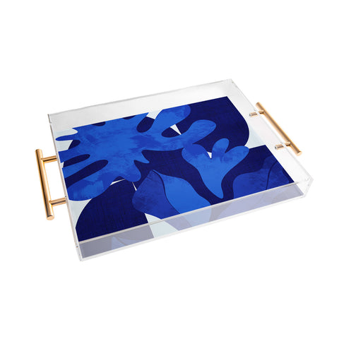 Ana Rut Bre Fine Art geometric shapes in blue Acrylic Tray