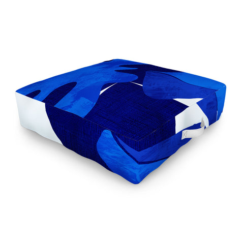 Ana Rut Bre Fine Art geometric shapes in blue Outdoor Floor Cushion