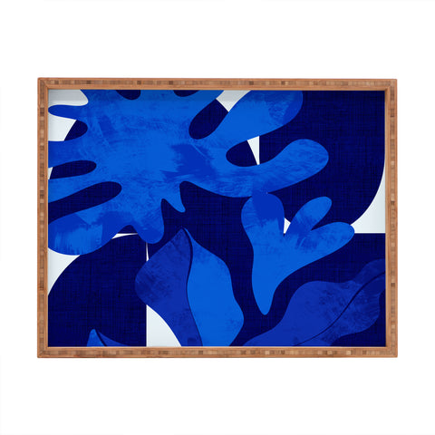 Ana Rut Bre Fine Art geometric shapes in blue Rectangular Tray