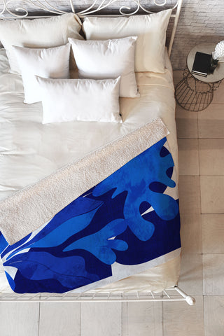 Ana Rut Bre Fine Art geometric shapes in blue Fleece Throw Blanket