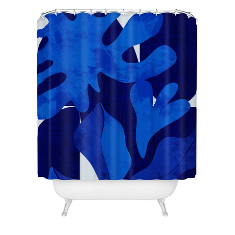 Ana Rut Bre Fine Art geometric shapes in blue Shower Curtain