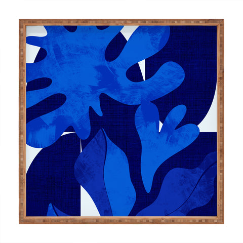 Ana Rut Bre Fine Art geometric shapes in blue Square Tray