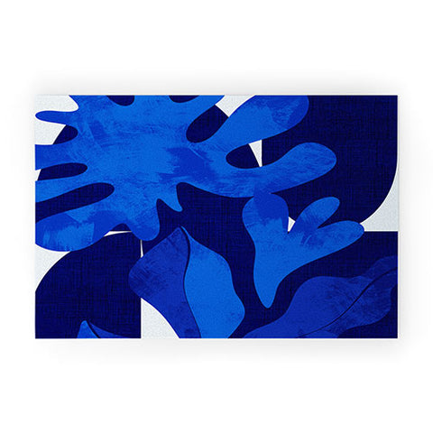 Ana Rut Bre Fine Art geometric shapes in blue Welcome Mat