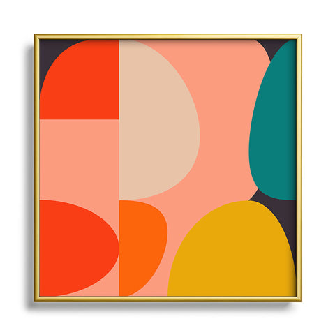 Ana Rut Bre Fine Art geometry shape mid century Square Metal Framed Art Print