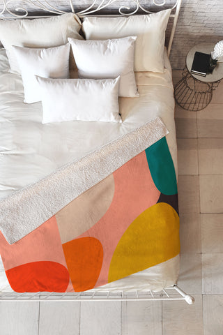 Ana Rut Bre Fine Art geometry shape mid century Fleece Throw Blanket