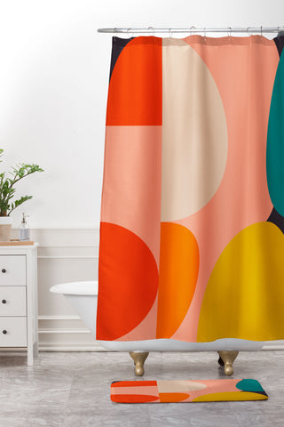 Ana Rut Bre Fine Art geometry shape mid century Shower Curtain And Mat