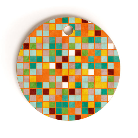 Ana Rut Bre Fine Art little sunny checkers Cutting Board Round