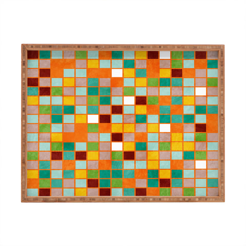 Ana Rut Bre Fine Art little sunny checkers Rectangular Tray
