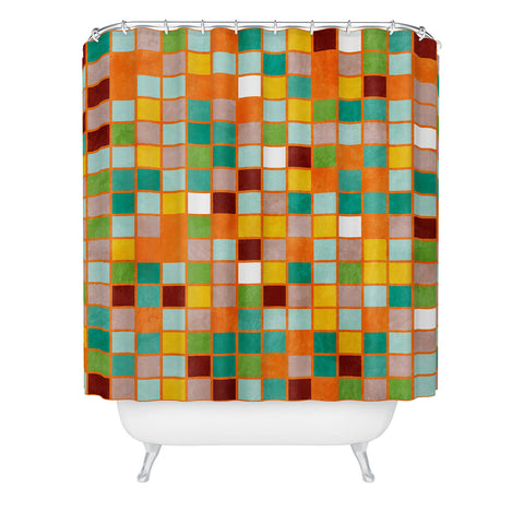 Ana Rut Bre Fine Art little sunny checkers Shower Curtain