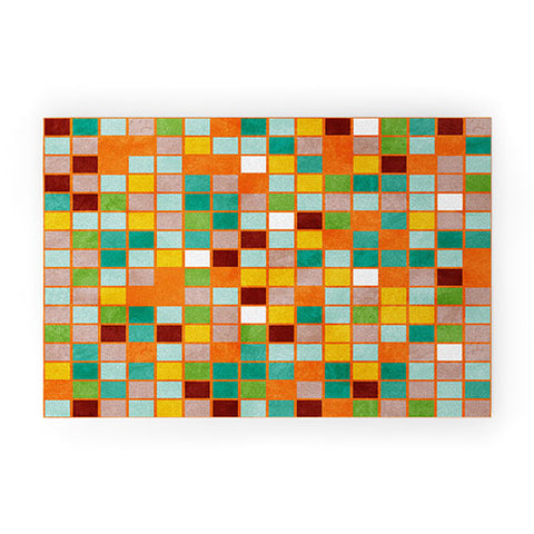 Ana Rut Bre Fine Art little sunny checkers Welcome Mat