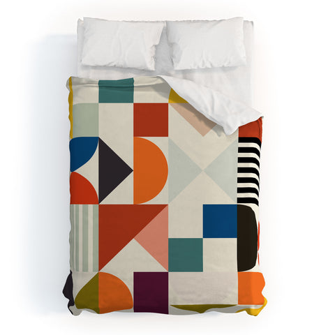 Ana Rut Bre Fine Art mid century retro shapes Duvet Cover