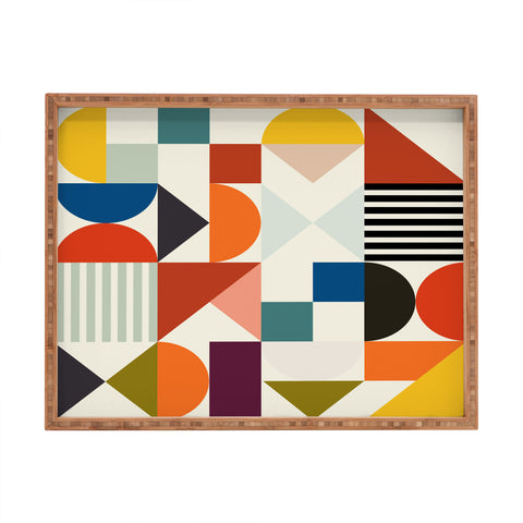 Ana Rut Bre Fine Art mid century retro shapes Rectangular Tray