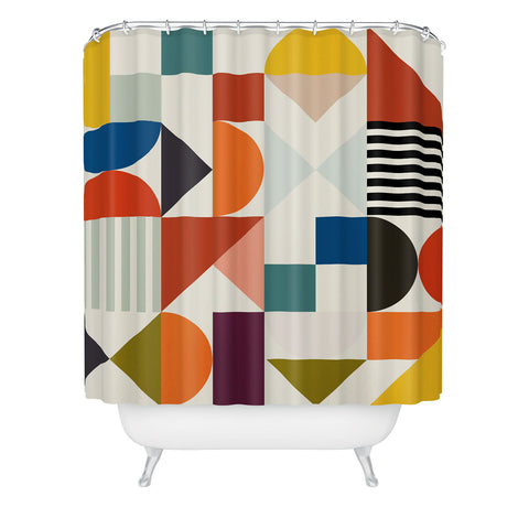 Ana Rut Bre Fine Art mid century retro shapes Shower Curtain