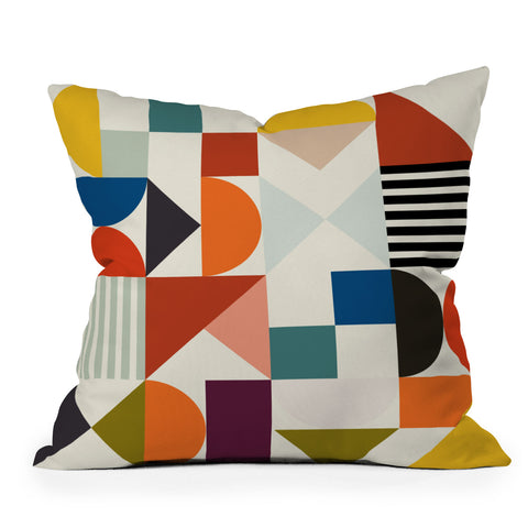 Ana Rut Bre Fine Art mid century retro shapes Outdoor Throw Pillow