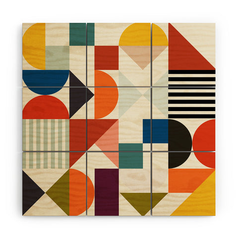 Ana Rut Bre Fine Art mid century retro shapes Wood Wall Mural