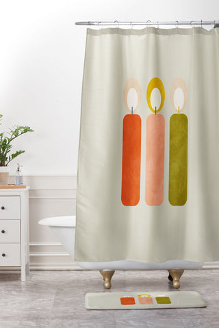 Ana Rut Bre Fine Art mid century xmas contemporary Shower Curtain And Mat