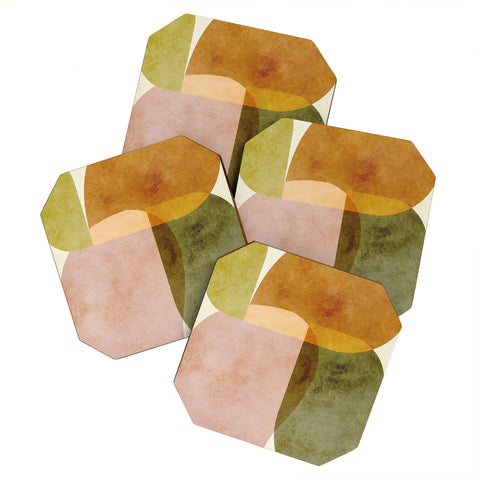 Ana Rut Bre Fine Art organic shapes boho nature Coaster Set