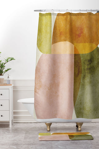 Ana Rut Bre Fine Art organic shapes boho nature Shower Curtain And Mat