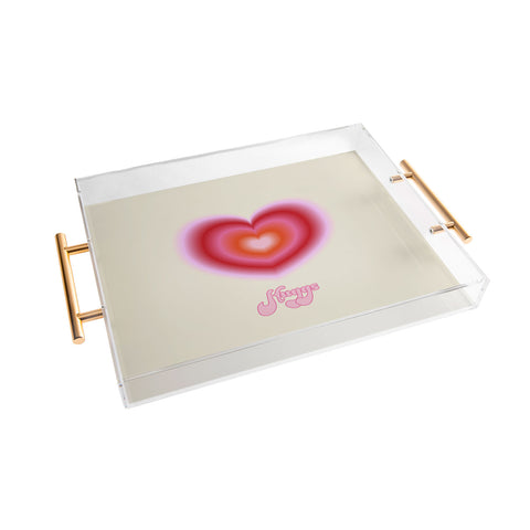Ana Rut Bre Fine Art pink love heart I Acrylic Tray