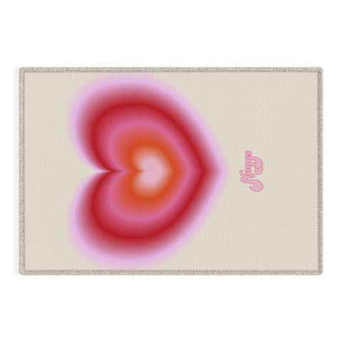 Ana Rut Bre Fine Art pink love heart I Outdoor Rug
