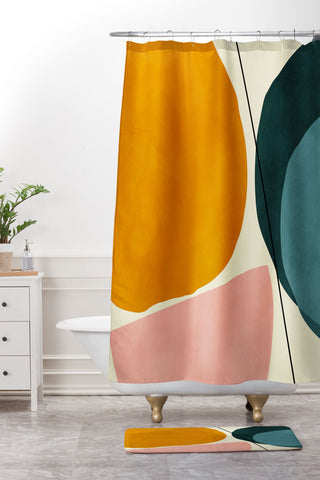Ana Rut Bre Fine Art shapes geometric minimal paint Shower Curtain And Mat