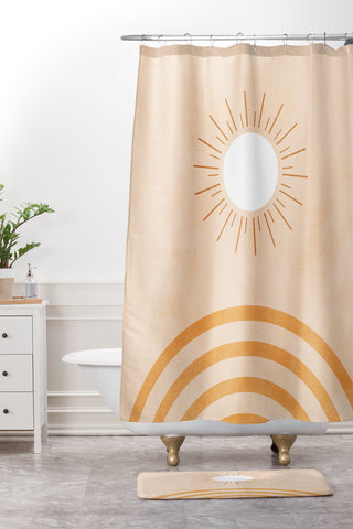 Ana Rut Bre Fine Art shapes geometry sun minimal Shower Curtain And Mat