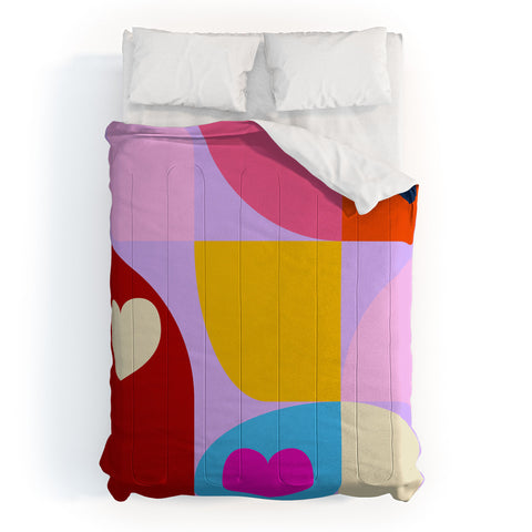 Ana Rut Bre Fine Art Vday hearts mid century modern Comforter