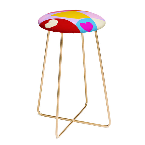 Ana Rut Bre Fine Art Vday hearts mid century modern Counter Stool