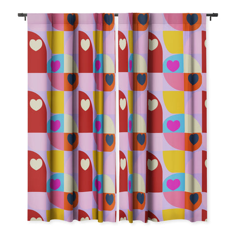 Ana Rut Bre Fine Art Vday hearts mid century modern Blackout Window Curtain