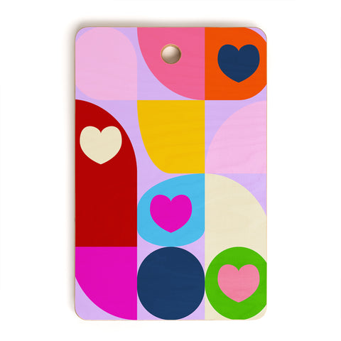 Ana Rut Bre Fine Art Vday hearts mid century modern Cutting Board Rectangle