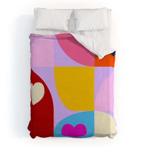 Ana Rut Bre Fine Art Vday hearts mid century modern Duvet Cover