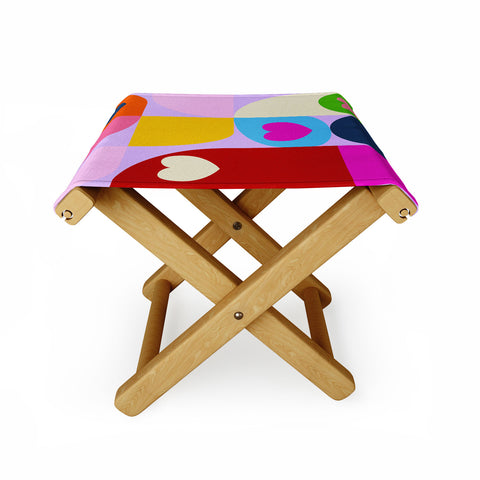 Ana Rut Bre Fine Art Vday hearts mid century modern Folding Stool