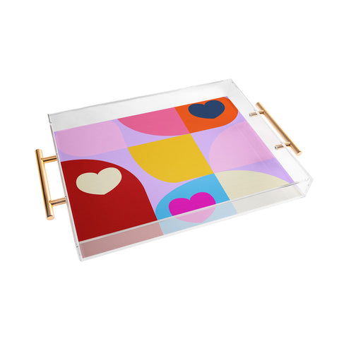 Ana Rut Bre Fine Art Vday hearts mid century modern Acrylic Tray