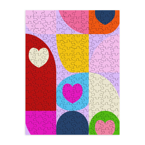Ana Rut Bre Fine Art Vday hearts mid century modern Puzzle