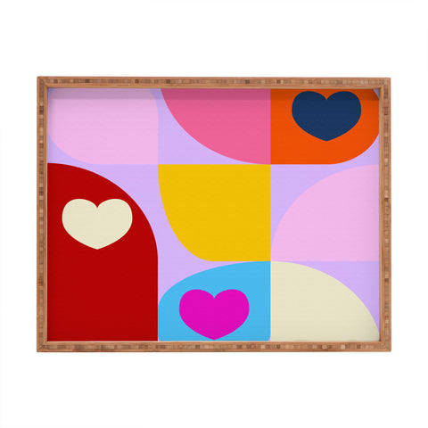 Ana Rut Bre Fine Art Vday hearts mid century modern Rectangular Tray