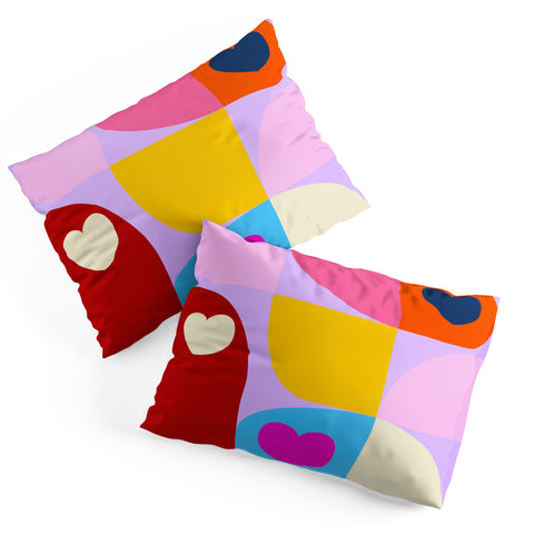 Ana Rut Bre Fine Art Vday hearts mid century modern Pillow Shams