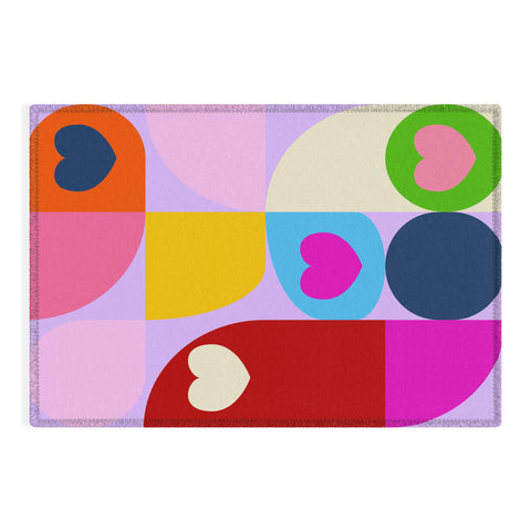 Ana Rut Bre Fine Art Vday hearts mid century modern Outdoor Rug
