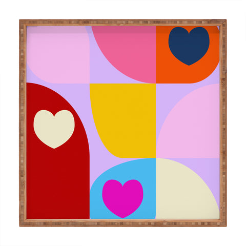 Ana Rut Bre Fine Art Vday hearts mid century modern Square Tray