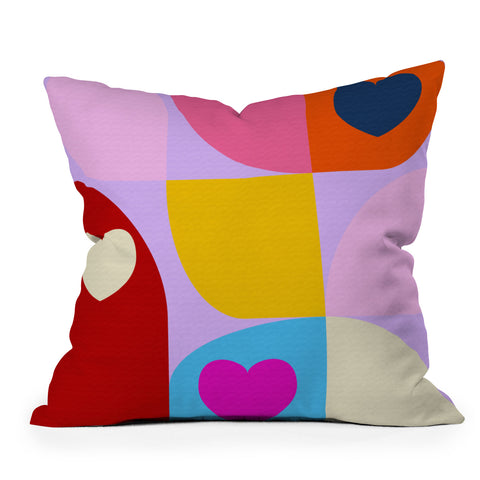 Ana Rut Bre Fine Art Vday hearts mid century modern Outdoor Throw Pillow