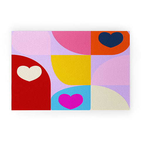 Ana Rut Bre Fine Art Vday hearts mid century modern Welcome Mat