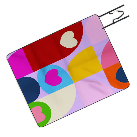 Ana Rut Bre Fine Art Vday hearts mid century modern Picnic Blanket